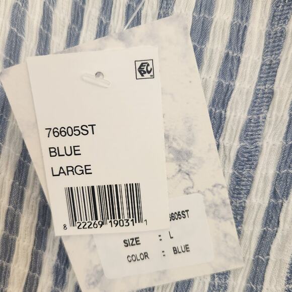 NWT Raviya Tiered Maxi Dress Cover-Up Blue Stripe Cruise Vacation Resort L - Picture 5 of 7